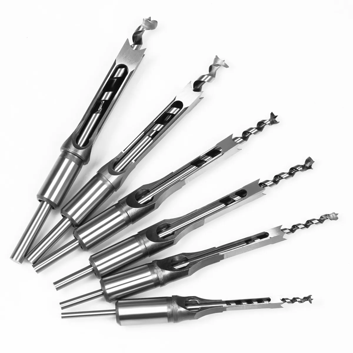 1/4/6/7pcs 6-30mm HSS  Twist Drill Bits Woodworking Square Hole Drill Bits Auger Mortising Chisel Drill Set Woodworking Tools