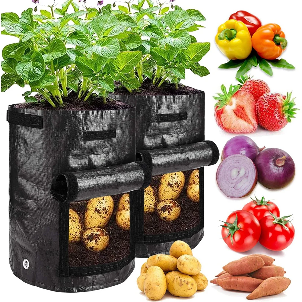 

Potato Grow Bags Plant Grow Bags 7-10 Gallons Heavy Duty Thickened Growing Bags Garden Tools Vegetable Planter with Handles