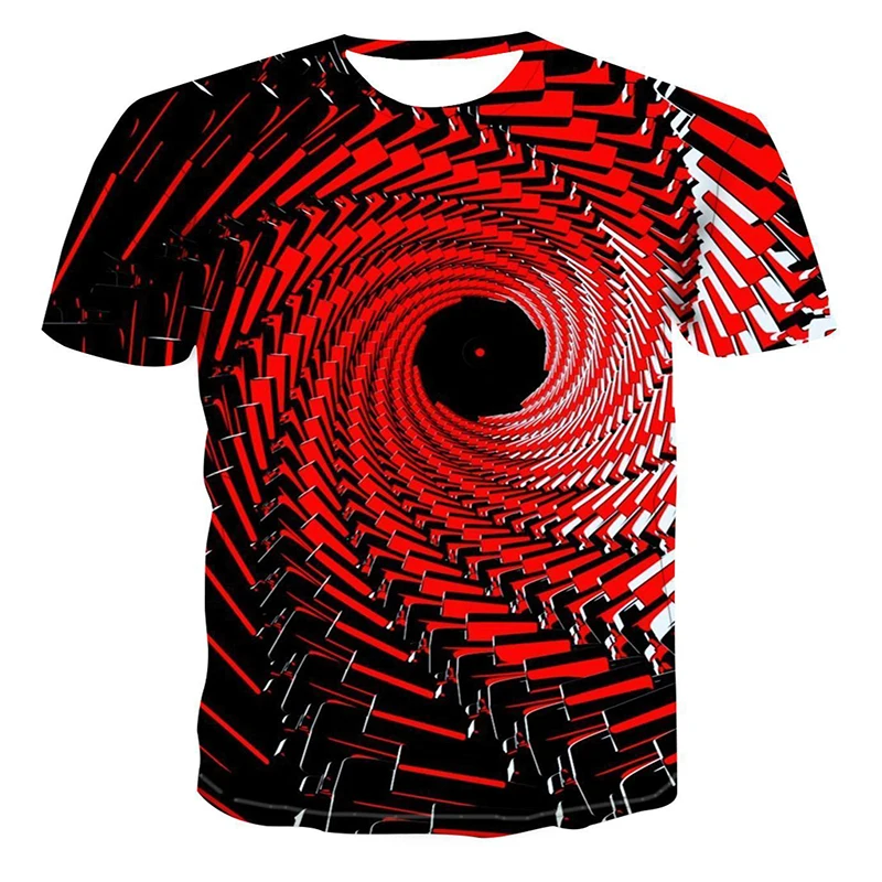 New 3d Dynamic Graphics Men 'S Printed Geometric Pattern Summer T -Shirt Breathable Color Dizziness T -Shirt Trend XXS-6xl