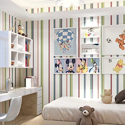 PVC Waterproof Stripes Wallpaper for Kids Room Baby Girls Boys Bedroom Decor Wallpapers Tv Backdrop Striped Wall Papers Sticker