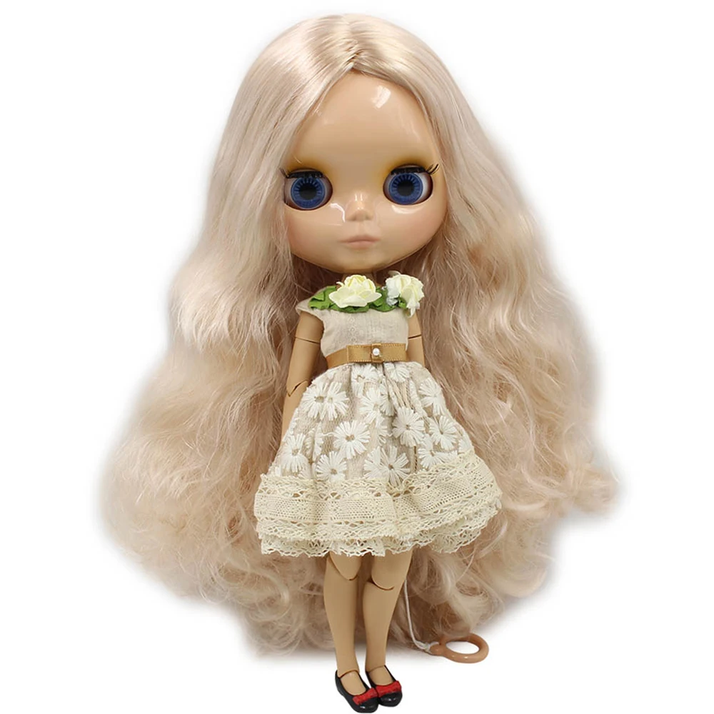 ICY DBS Blyth Doll golden wavy hair with centre parting TAN Skin glossy face 30cm No.280BL3139 DIY toy gift