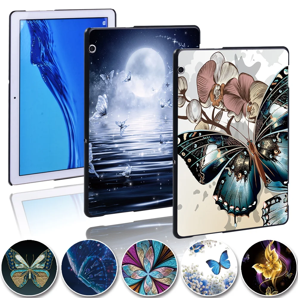 Printed Butterfly Tablet Shell Cover Case for Huawei MediaPad T3 8.0/T3 10 9.6 Inch/T5 10 10.1 Inch Ultra Thin Protective Shell