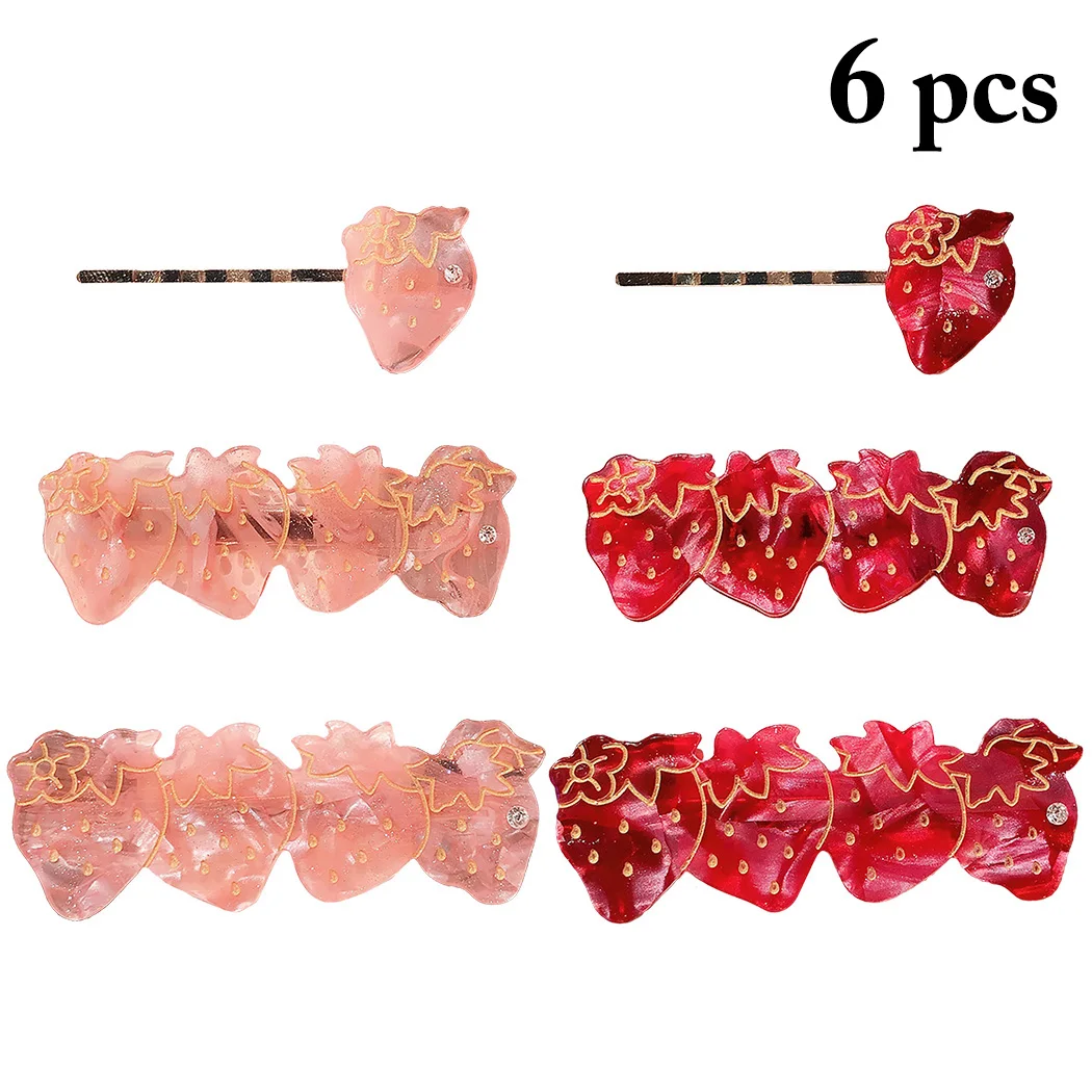 

6pcs Japan Acetate Hair Clip Sweet Strawberry Hairgrip Lovely Lolita Barrette Hairpin Hair Accessories for Women Girl