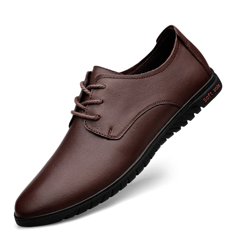 

Business Genuine Leather Shoes For Men Comfortable Work Office Soft Men's Casual Leather Shoes Rubber Non-slip Driving Shoes Men