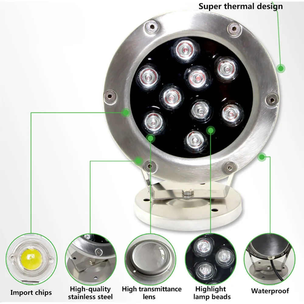 Luz Led subacuática IP68, 3W, 6w, 9W, 12W, 18w, 24w, 36w, RGB, lámpara de noche para exteriores, jardín, piscina, fiesta, paisaje, DC 12V, 24V