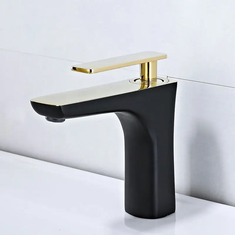 Light Luxury Copper Basin Faucet Black Gold Bathroom Washbasin Wash Basin Creative Single Hole Hot and Cold Extension Faucet