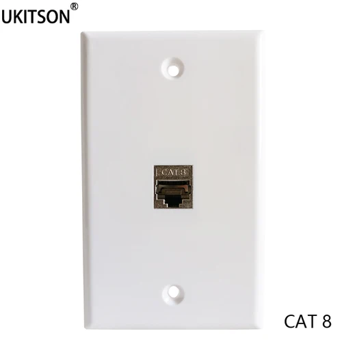 Imagen 1 del producto Panel de pared estándar de EE. UU. CAT.8 RJ45 Facepalte con Keystone CAT8 Jack LAN para enchufe de red de 40GB en Color blanco