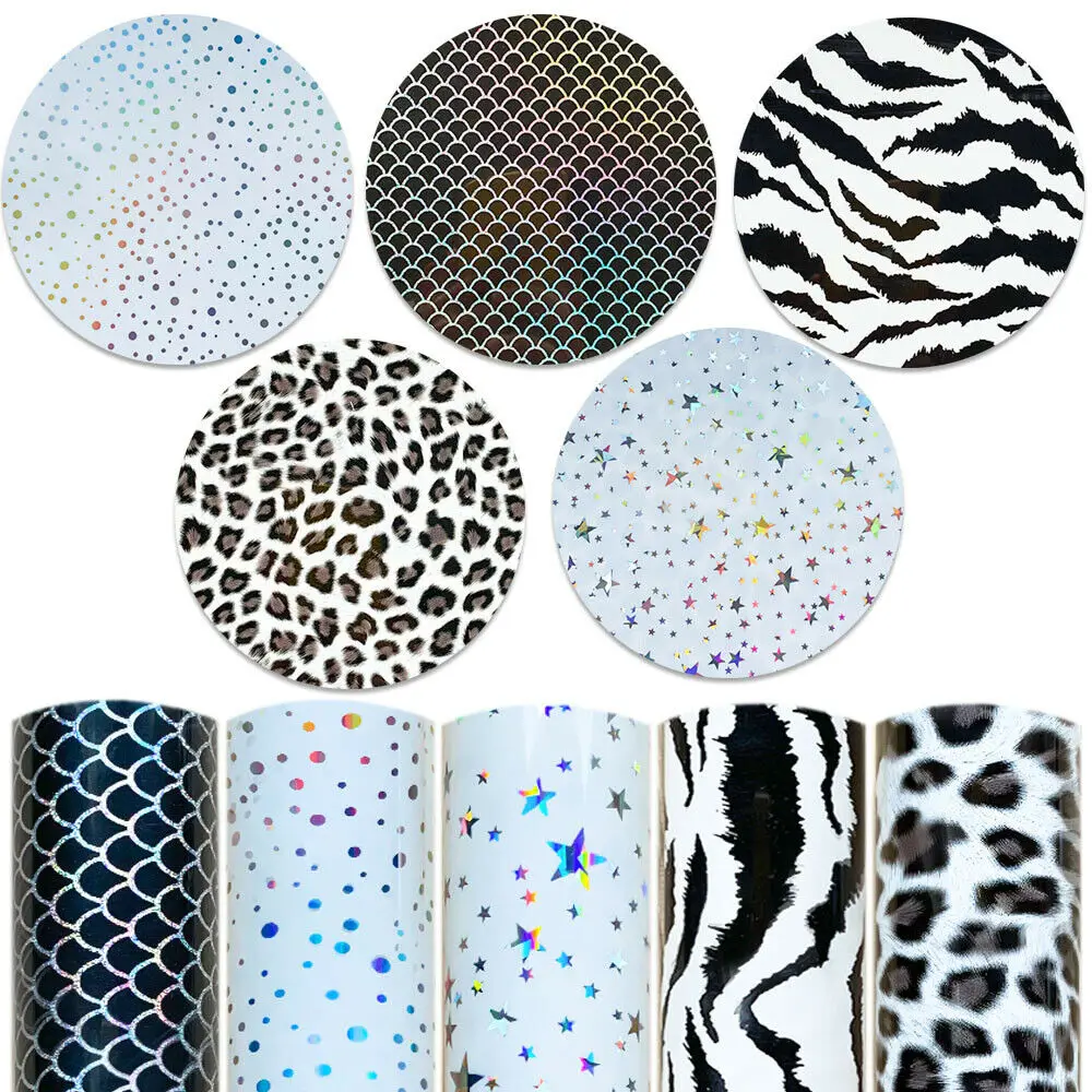 Für geschnittene Leoparden Zebra Meerjungfrau Muster Wärme übertragung Vinyl folie Eisen auf T-Shirt Heiß presse Handwerk Vinyl für Textilien Kissen Dekor