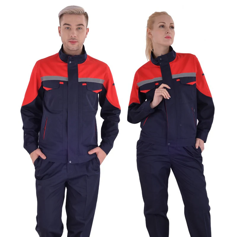 Plus Size men women coveralls Autumn winter working uniforms Workshop Auto repair welding suits long sleeve contrast color S-5XL