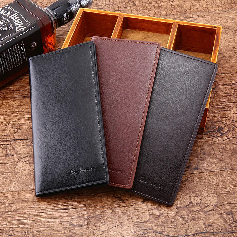 

NEW Men Luxury Leather Wallet ID Card Holder Purse Checkbook Long Clutch Bifold PU Leather Synthetic Leather Standard Wallets