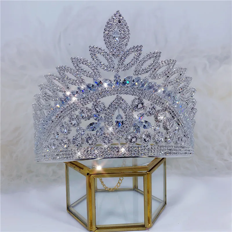 

Noble baroque bride wedding big round crown headdress girl birthday party banquet crown jewelry zircon rhinestone crown new