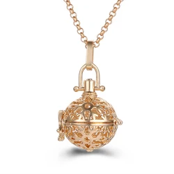 Charm Mexico Music Ball Caller Locket Snowflake Pendant Vintage Pregnancy Necklace Aromatherapy Essential Oil Diffuser Jewelry