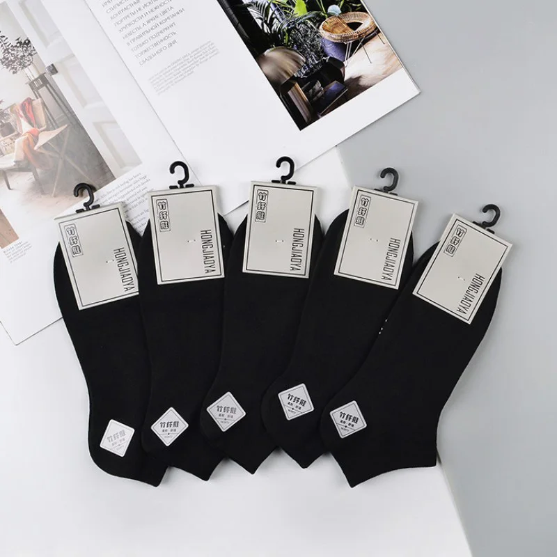 5 Pairs Socks Men Women Unisex 1 Lot Set Pack Harajuku Streetwear Short Ankle Socks White Black Casual Hip Hop Skateboard Sox