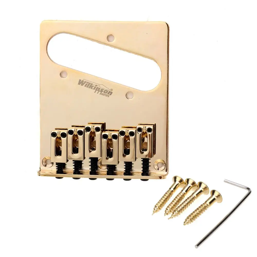 Wilkinson 52.5mm(2-1/16 inch) 6 Saddles Modern Tele Bridge for American Standard Telecaster Guitar, Gold