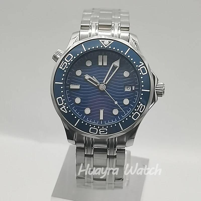 High Quality 41mm Blue Dial Ceramic Bezel Stainless Steel Automatic Men\'s Watch Glass Screw in Crown Date