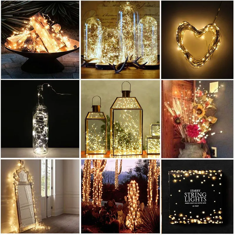 1m - 10m LED String Light 9 Colors Fairy Lights 10-100LEDs Copper Wire Battery Powered for Wedding Xmas Party Decor Holiday Lamp