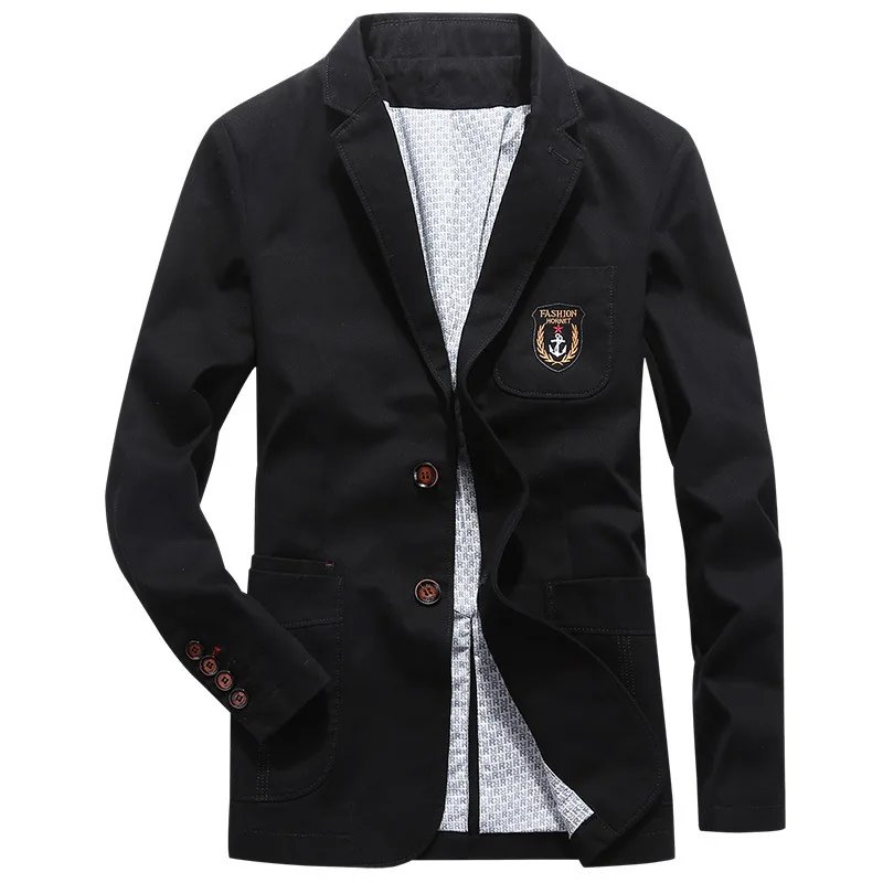 

Men Blazers Spring Autumn Fashion Casual Suit Jackets Business Work Daily Life 100% Cotton Solid Color Single Breasted 2 Buttons