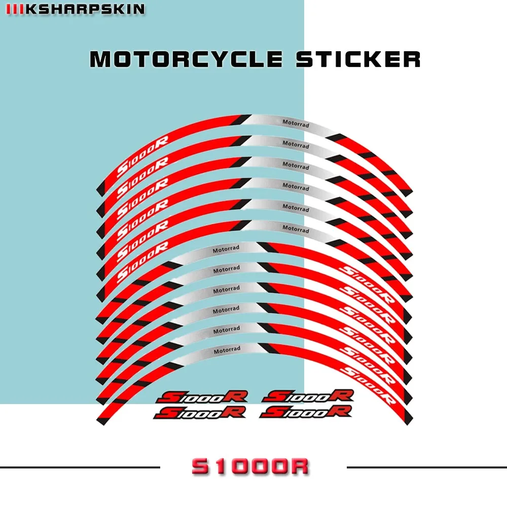 

12 pieces of motorcycle wheel stickers reflective decorative edge protection tire stickers decals are suitable for BMW S1000R