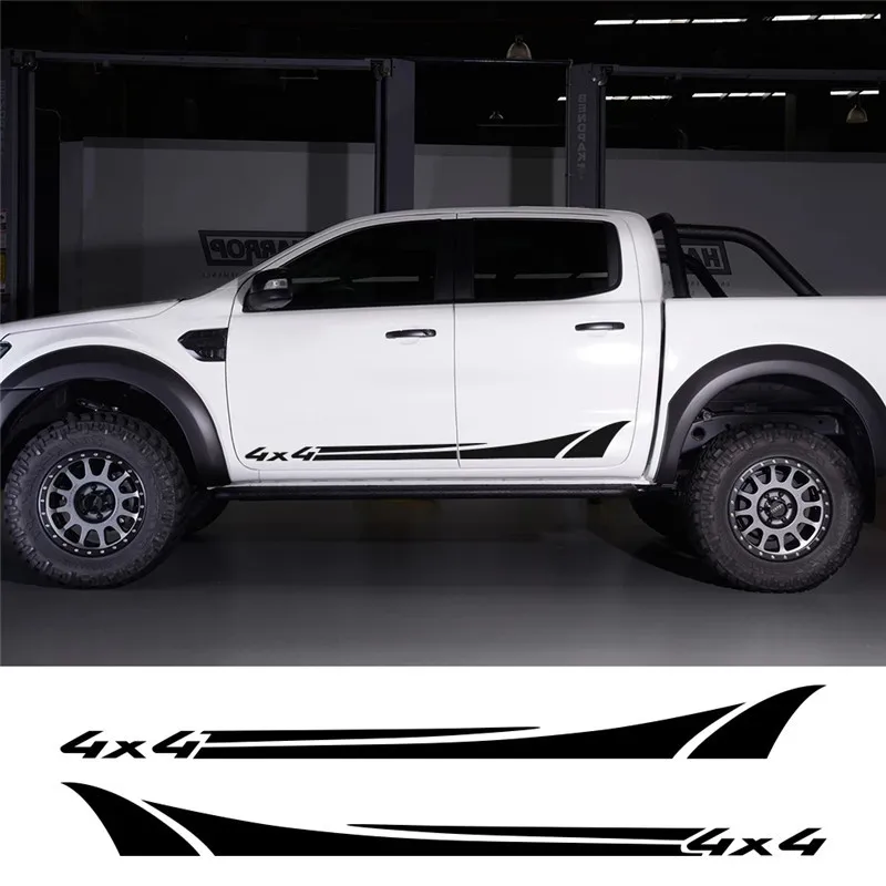 

2 Pcs Car Door Side Skirt Vinyl 4x4 Stickers For Ford Ranger Raptor Isuzu Dma Nissan NAVARA Toyota Hilux Pickup Car Accessories