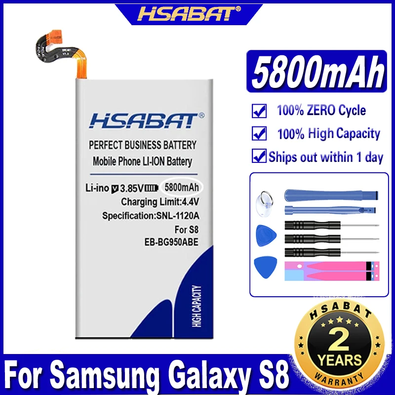 HSABAT 5800mAh EB-BG950ABE Battery for Samsung Galaxy S8 G9508 G9500 G950U SM-G9508 SM-G G Project Dream G950A G950T G950 G950F