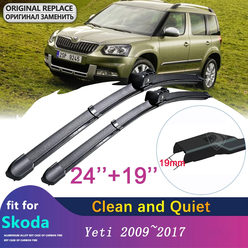 for Skoda Yeti 2009~2017 Car Wiper Blades Front Windscreen Windshield Brushes 2010 2011 2012 2013 2014 2015 2016 Car Goods