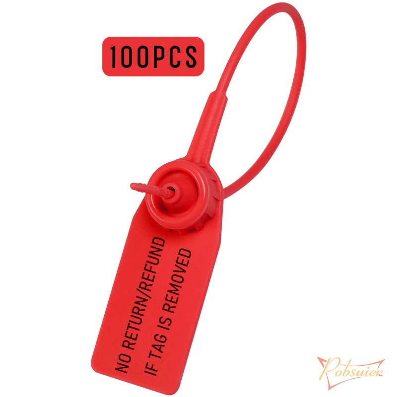 100 Stuks Wegwerp Plastic Veiligheidszegels Kleding Hang Labels Leegte Labels Voor Kleding Schoenen Tas Geen Terugkeer/Terugbetaling Als Tag Verwijderd