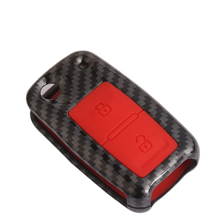 Carbon Fiber ABS 2Buttons Car Flip Key Fob Cases for Volkswagen VW Amarok Polo Golf Mk4 Mk5 Bora Jetta Seat Altea Alhambra