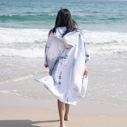 Nu-June Quick Dry Microfiber Poncho Towel For Adults Men Women Surf Beach Wetsuit Changing Towel Beach Surf Poncho Bath Robe