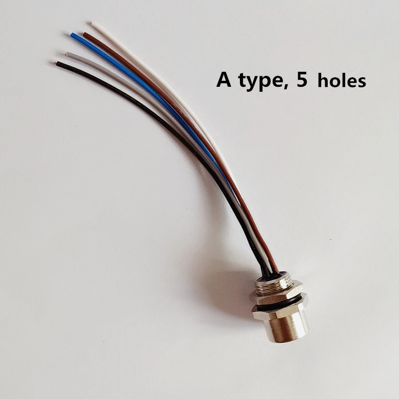 M12 Straight 5P male PG7+M12 Panel Connector A type, M12 Panel Connector A type 5 holes female with 50cm cable