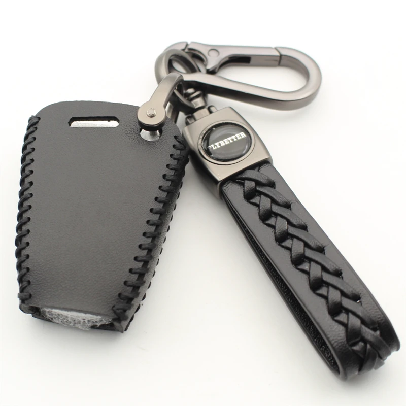 FLYBETTER Genuine Leather 4Button Keyless Entry Smart Key Case Cover For Hyundai Veracruz  L625