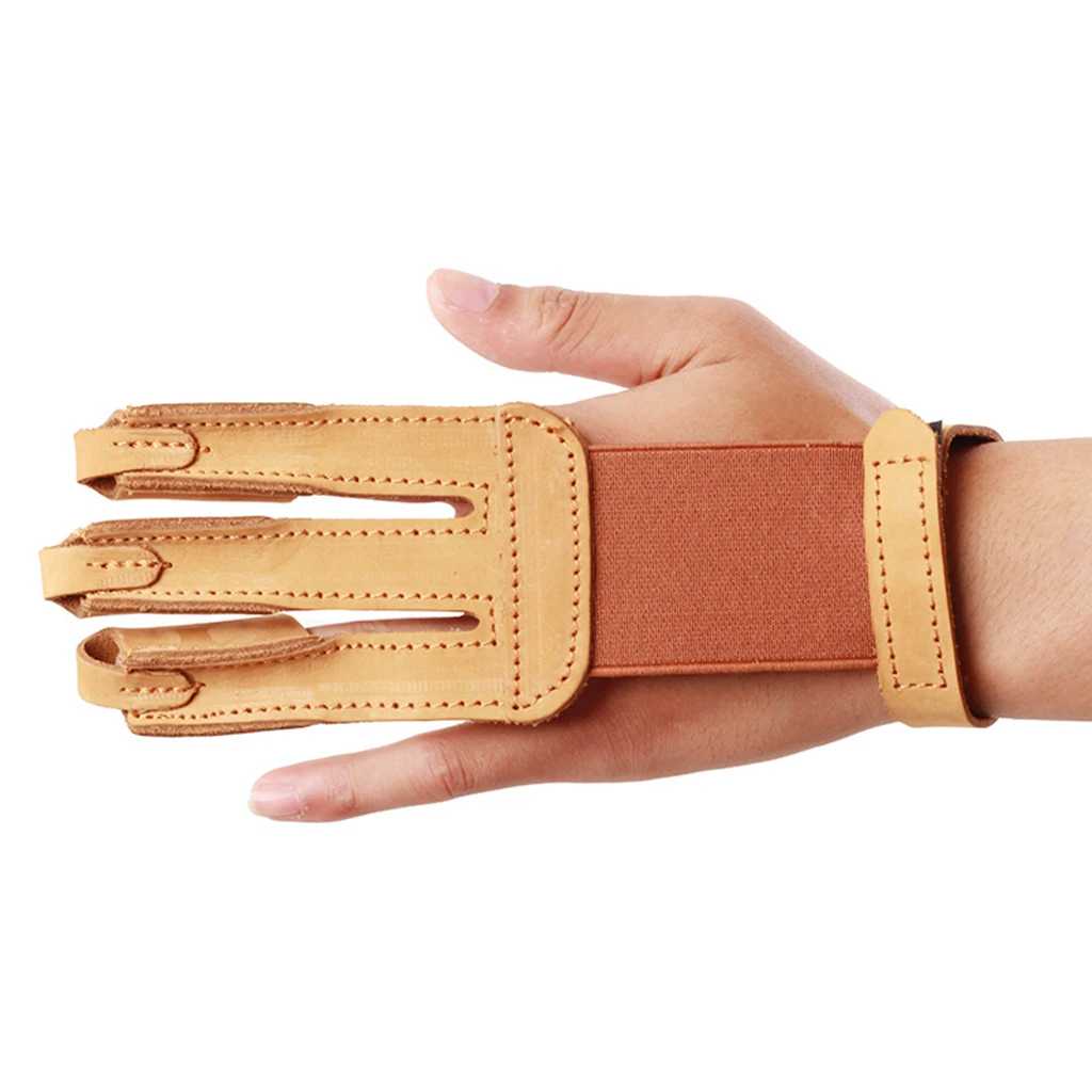 Single Archery 3 Finger Glove Protection Gear Leather Finger Guard Protector