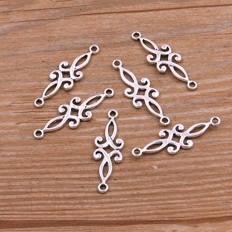 30pcs 9*29mm 3 Color Hollow Flower Connectors Charms Pendants For DIY Jewelry Handmade Necklace Bracelet Making Accessorie