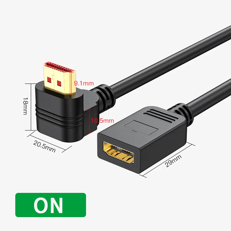 HDcable-Cable de extensión macho a hembra compatible con HDMI, ángulo de 90 grados, montaje en Panel, soporte 4K, 60Hz de resolución, para reproductor Blu Ray