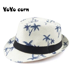 YOYOCORN Hot Sale Summer Straw Sun Hat Kids Beach Sun Hat Trilby Panama Hat Handwork For Boy Girl Children 4 colour