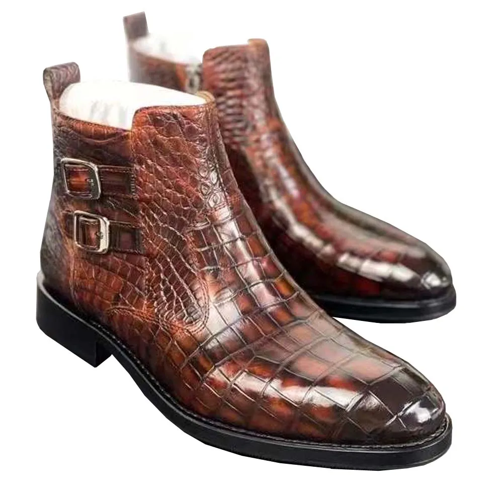 yingshang new men crocodile leather boots crocodile shoes winter boots brown crocodile belly skin leather sole zipper wedding