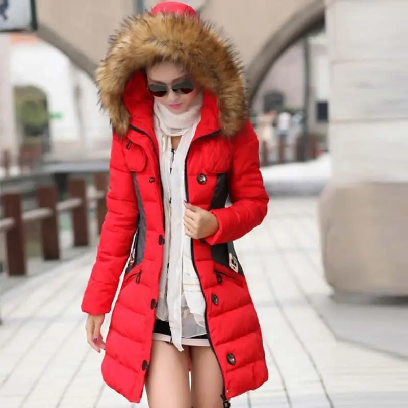 Nice Women Down Jacket Winter Jacket Female Parka Fur Collar Thickening Cotton Padded Winter Coat Manteau Femme 1PC