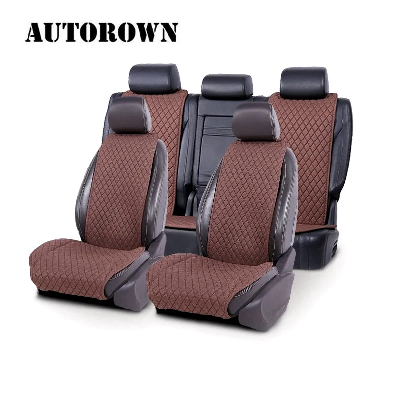 AUTOROWN 100% Natural Flax Car Seat Covers Universal Size for All Types of Seats Linen Fabric Car Seat Covers Auto Accessories