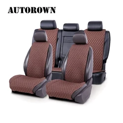 AUTOROWN 100% Natural Flax Car Seat Covers Universal Size for All Types of Seats Linen Fabric Car Seat Covers Auto Accessories