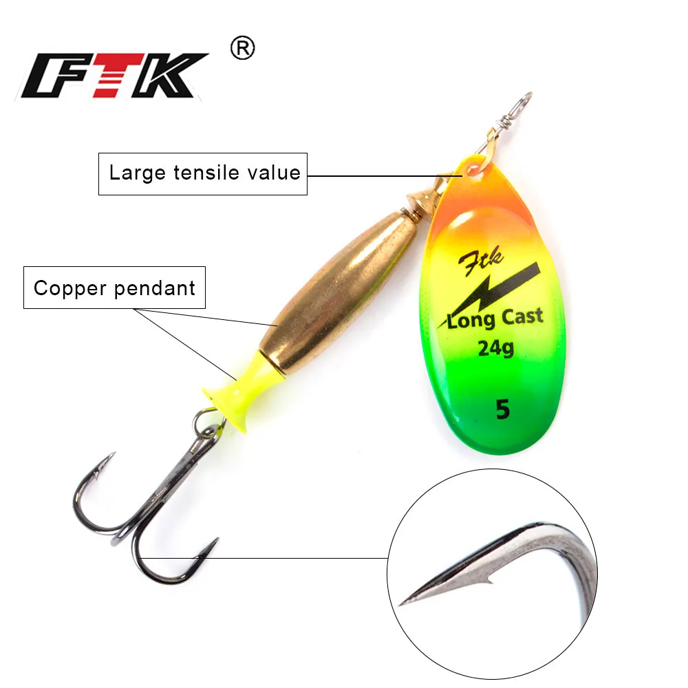 FTK Fishing Lure Willow Spinner Bait 18g/24g Spinner Bait With Beads With Mustad Treble Hooks For Lure Fishing