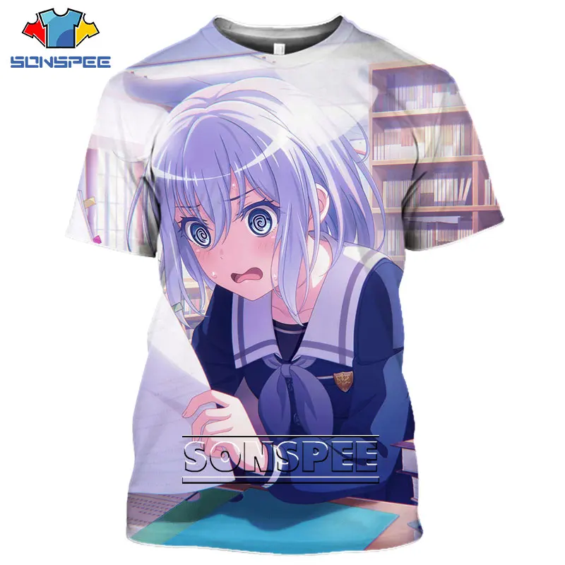 SONSPEE 3D Print Men Women Tshirts Anime Bang Dream T-shirts Short Sleeve Harajuku Sexy Loli Girl Kawaii Summer Casual Tshirts