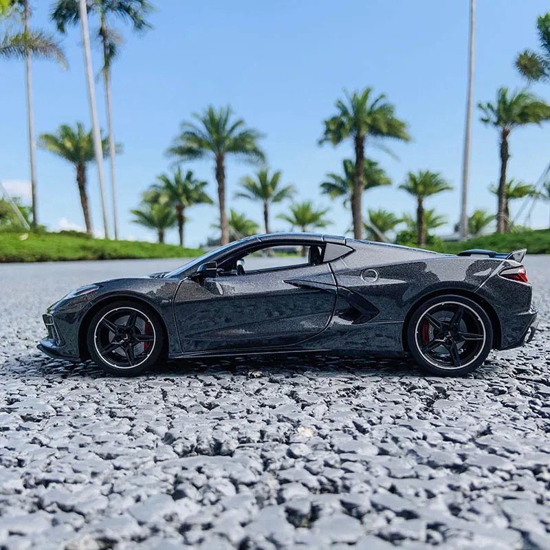 Maisto modelo de carro retrô simulador c8 stingray coupe 1:18, coleção de modelo de carro retrô de liga metálica