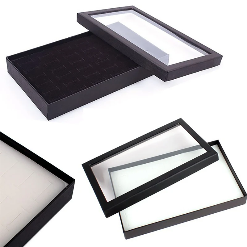 Portable Fashion Transparent 36 Slot Rings Display Stand Metal Earrings  Storage Box Storage Box Jewelry Display Cabinet