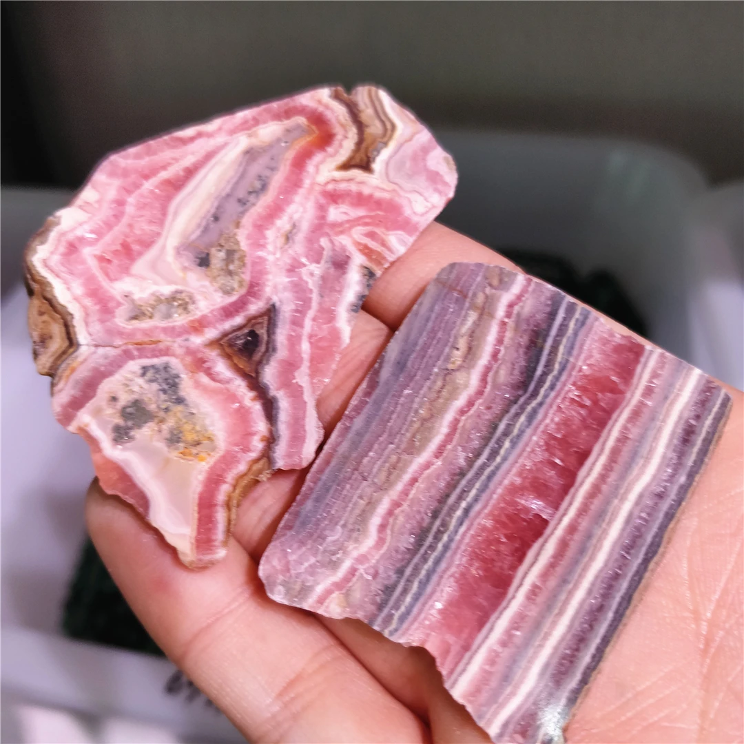 Natural Raw Rhodochrosite Crystal Slab Gemstones Mineral Specimens Flat Slices Yoga Decor Indie Jewelry Expensive Stones Selling