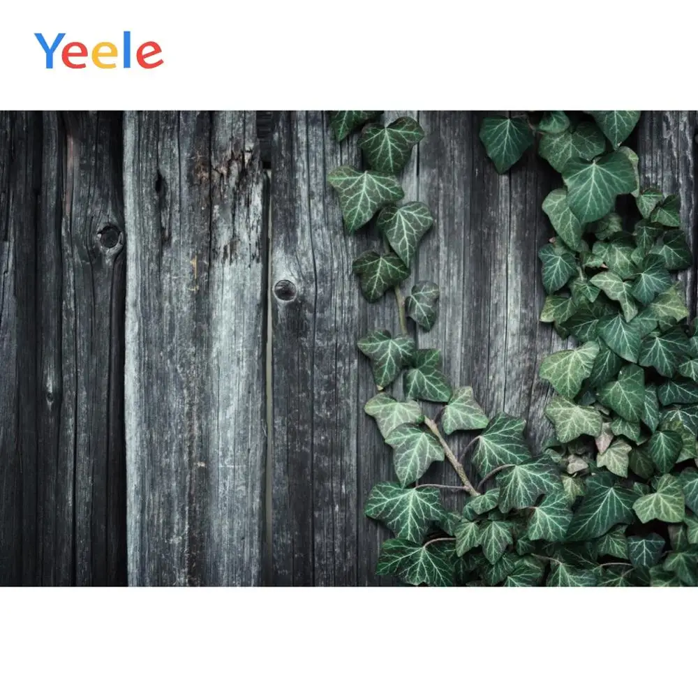 Yeele-Fondo de vinilo con hojas verdes de madera negra para Baby Shower, Photophone, estudio fotográfico para decoración, tamaño personalizado