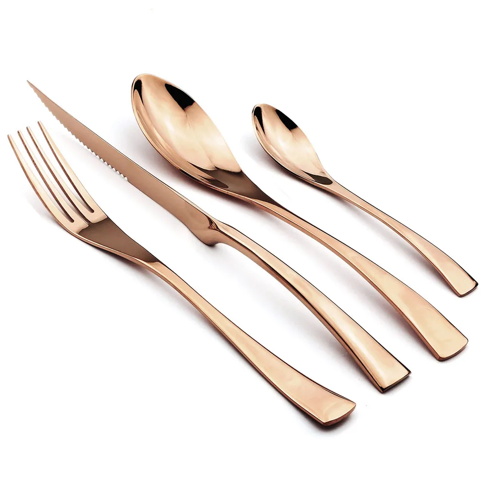 Food Tableware 24Pcs Rainbow Dinnerware 18/10 Stainless Steel Flatware Set Steak Knife Fork Spoon Teaspoon Cutlery Set