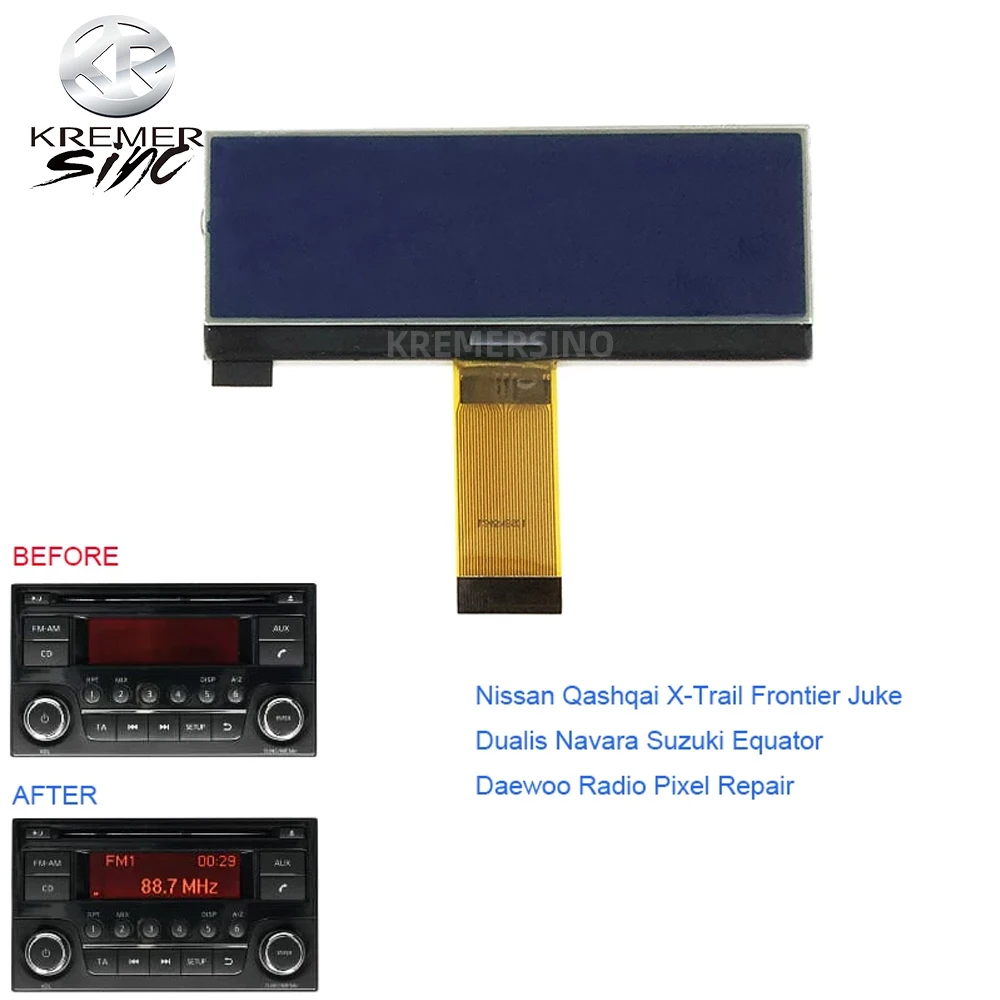 Display LCD per Nissan Qashqai Juke Suzuki Dualis X Trail Car Stereo Screen Pixel riparazione solo Radio Daewoo