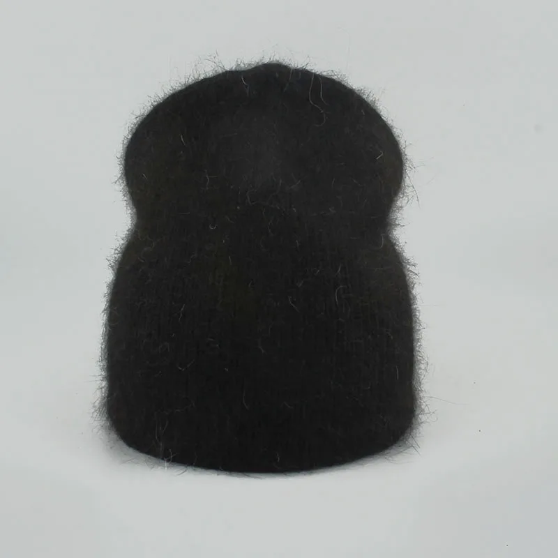 Autumn Winter Hat For Women 70% Rabbit Fur Winter Cap Fashion Warm Knitted Beanie Hats Women Solid Adult Cover Head Caps 4