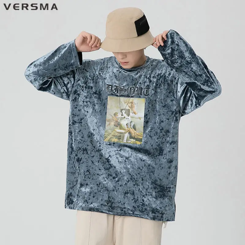 VERSMA Korean Gothic Retro Fun Cat Tie Dye Printed T-shirt Men Hip Hop Oversized Couple T-shirt Women Plus Size 5XL Dropshipping