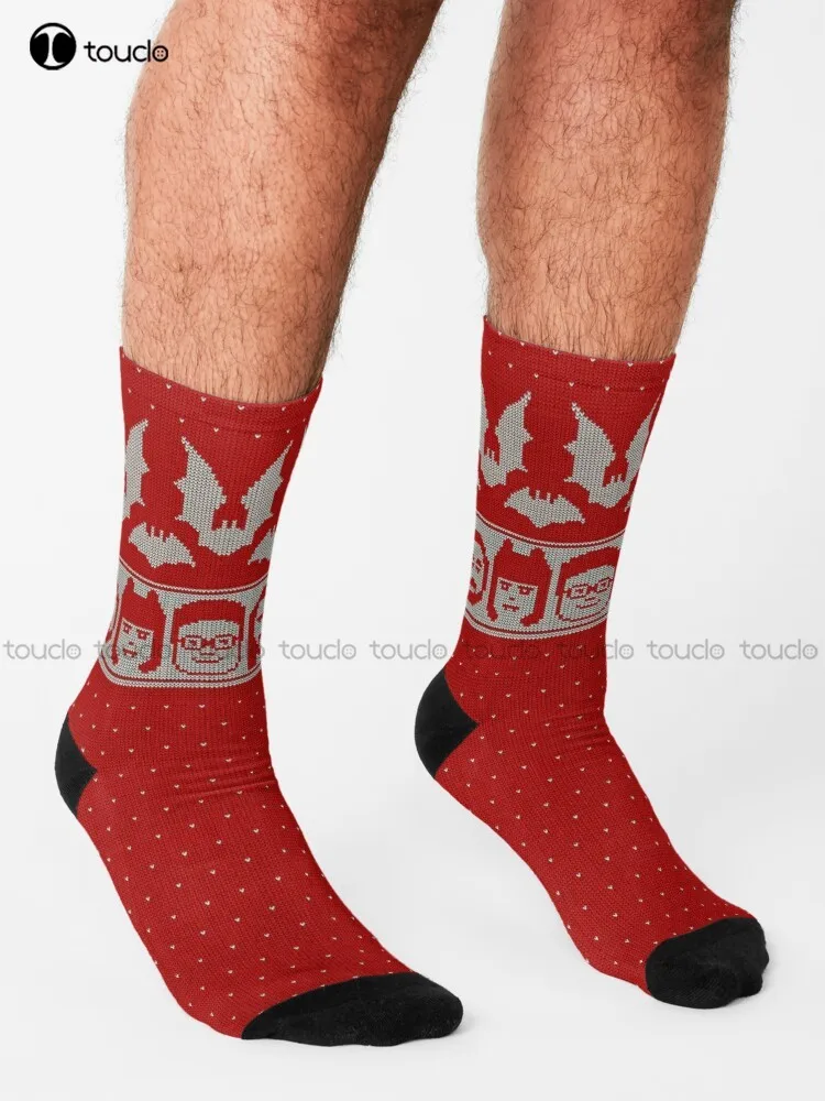 Ugly Christmas Sweater What We Do In The Shadows Version Socks Womens Socks Crew Personalized Custom 360° Digital Print