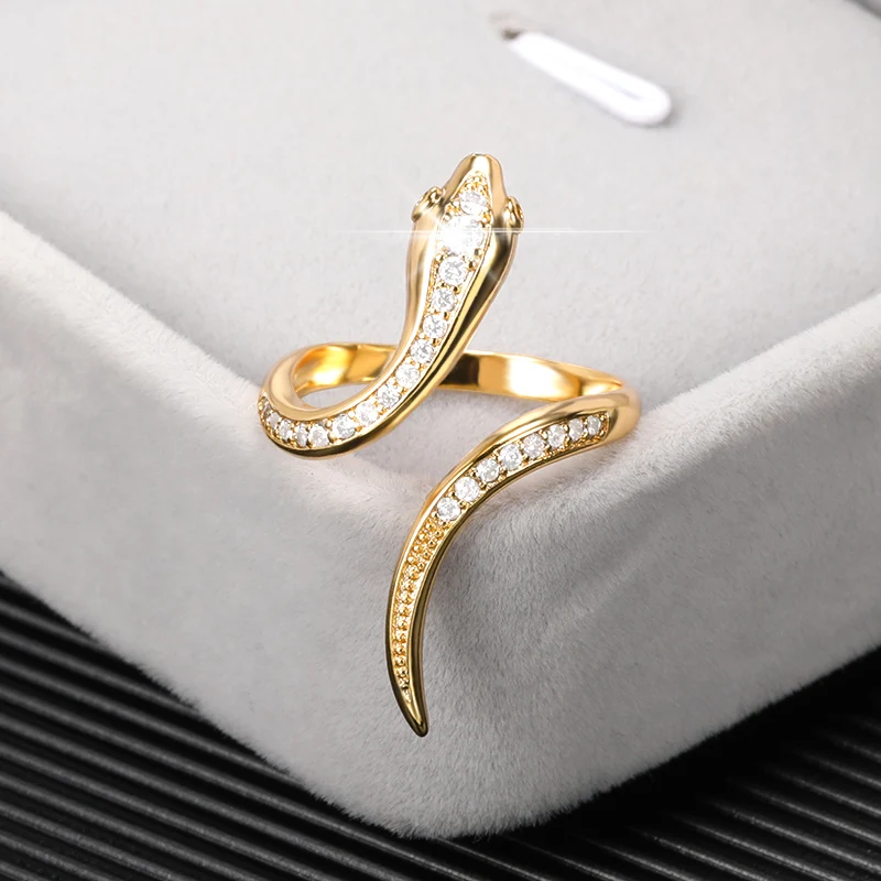 Fashion Metallic Snake Ring For Women Adjustable Daily Wearable Versatile Jewelry Delicate Girl Accessories for Party Punk Rings